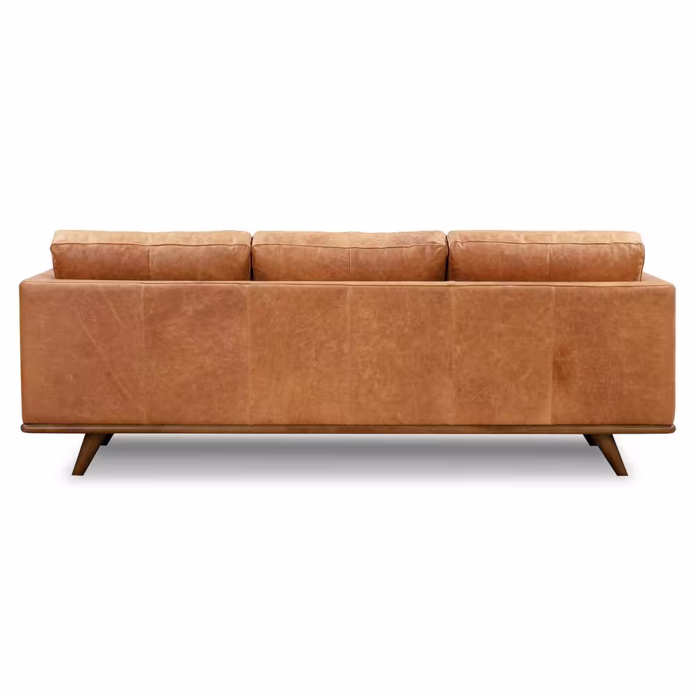 Poly and Bark Nolita 85 in. Cognac Tan Leather 3 Seats Sofa