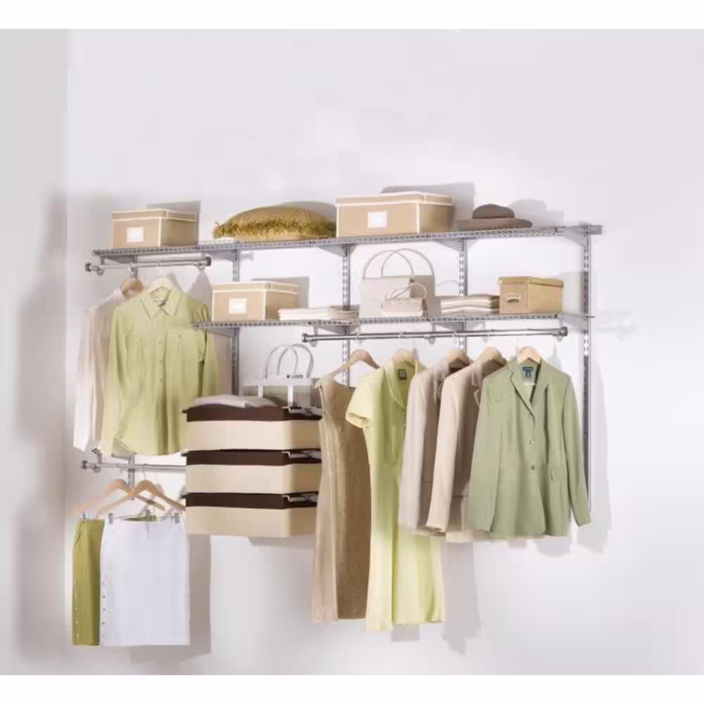 Rubbermaid 48 in. D x 96 in. W x 2 in. H Configurations Metal Closet System 4 - 8 ft. Titanium Deluxe Kit