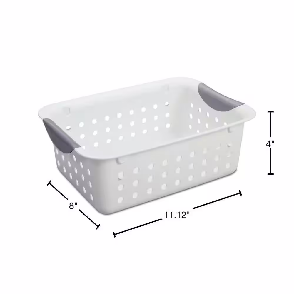 Sterilite Small Ultra Plastic 1.5 Gal. Storage Bin Organizer Baskets in White (12-Pack)