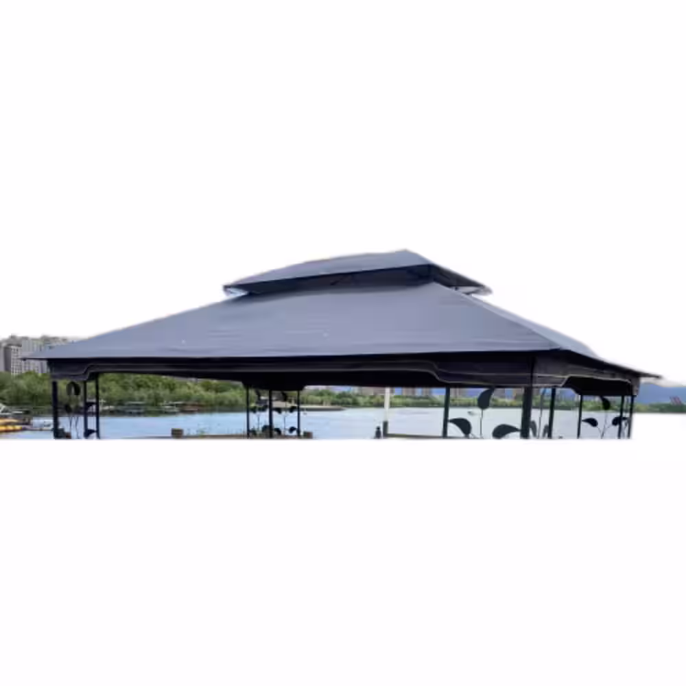 None 13 ft. x 10 ft. Patio Double Roof Gazebo Replacement Canopy Top Fabric, Gray
