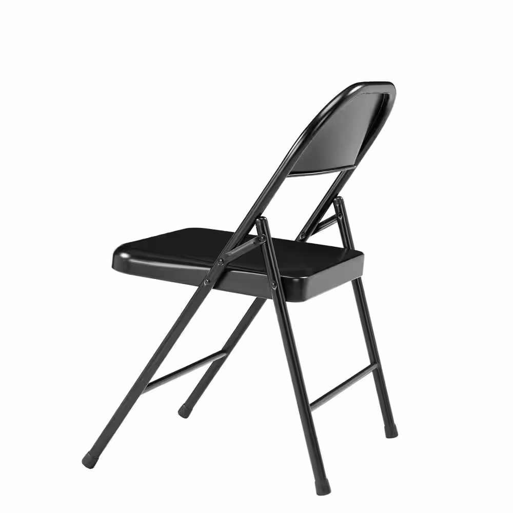 National Public Seating Black Metal Stackable Folding Chair (Set of 4)