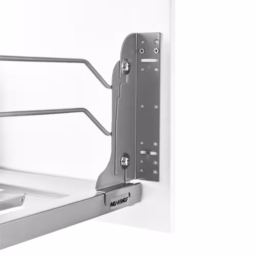 Rev-A-Shelf 18.9375 in. H x 10.875 in. W x 22.25 in. D Single 35 Qt. Pull-Out Silver Waste Container with Soft-Close Slides