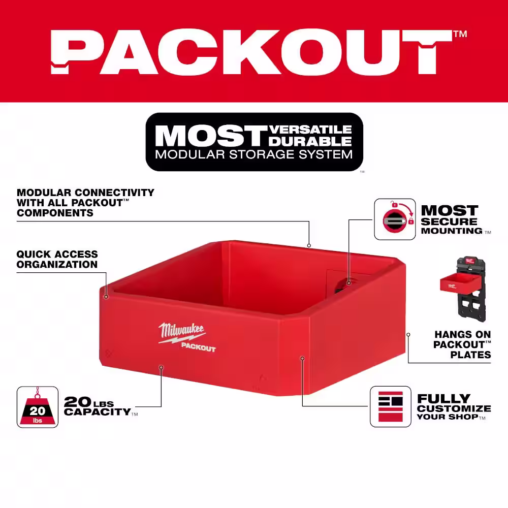 Milwaukee Packout Compact Shelf with Packout Compact Wall Plate
