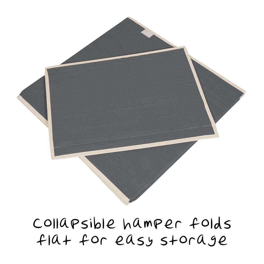 Honey-Can-Do Grey Collapsible Resin Hamper with Two Compartments