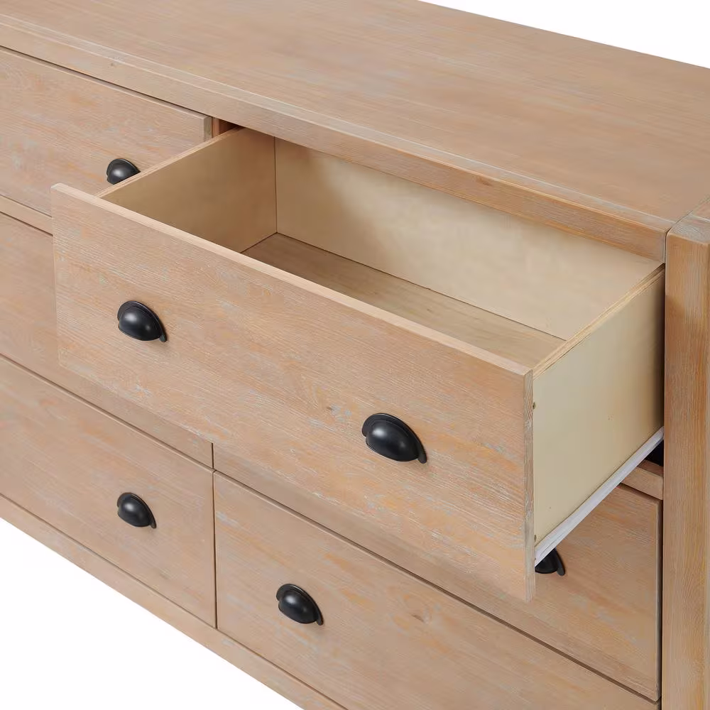 Alaterre Furniture Arden 6-Drawer Wood Double Dresser in Light Driftwood (56 in. W x 18 in. D x 36 in. H