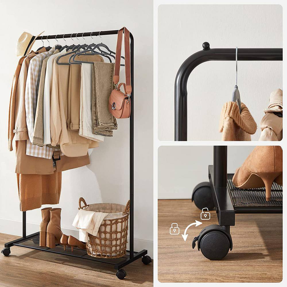 None Black Metal Garment Clothes Rack 36 in. W x 62 in. H