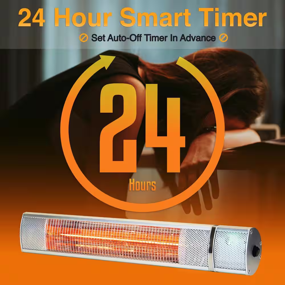 EdenBranch Golden Tube Wall Mounted Patio Heater with Remote 1500-Watt