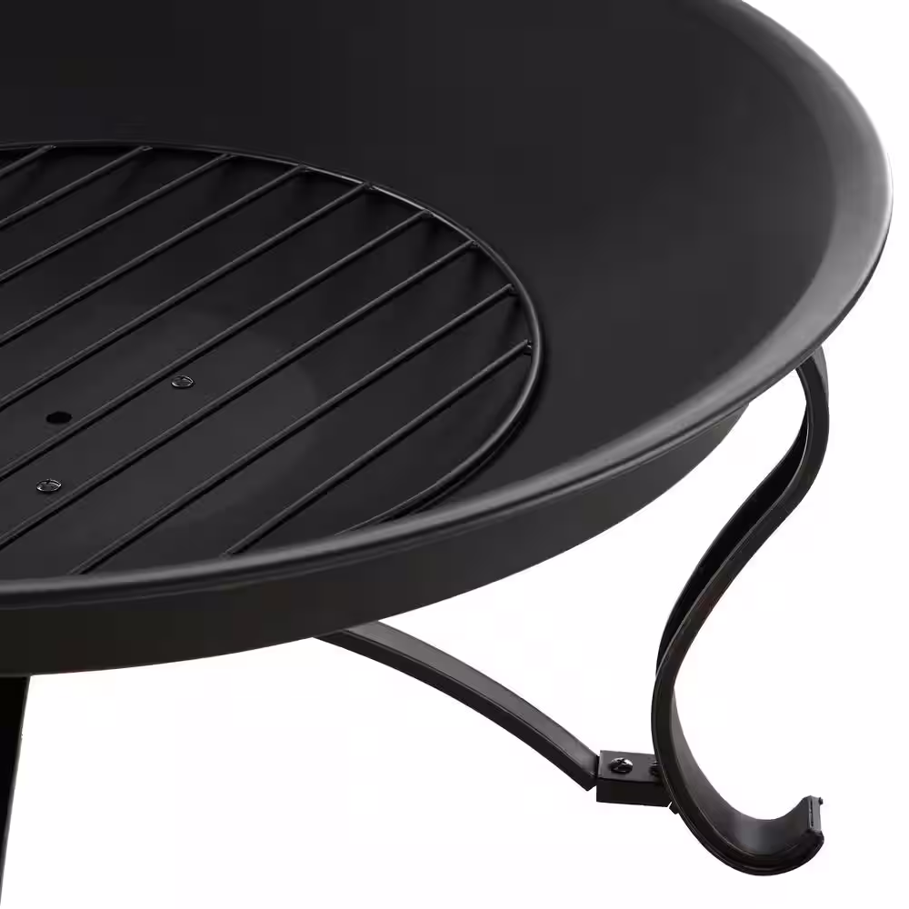 Hampton Bay Sadler 30 in. x 19 in. Round Steel Wood Burning Fire Pit in Rubbed Bronze