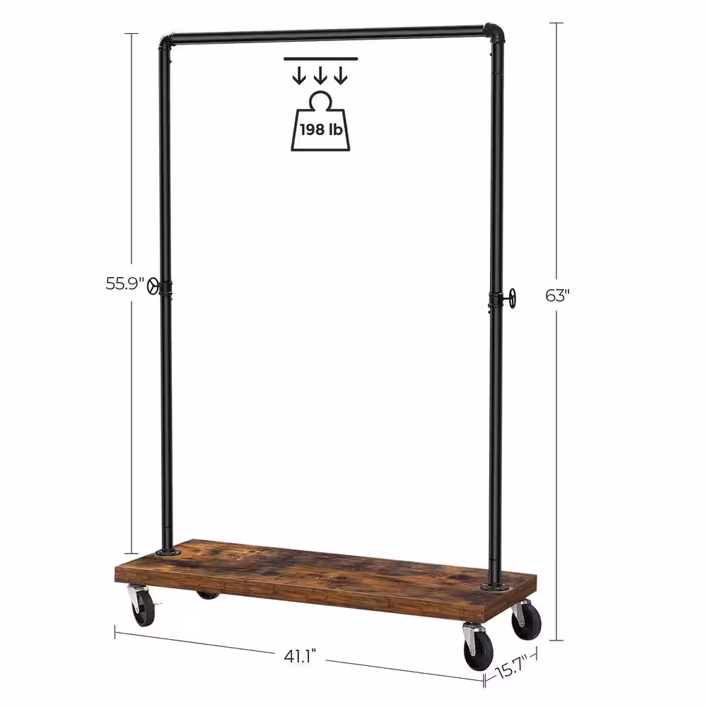 None Black Metal Garment Clothes Rack 41 in. W x 63 in. H