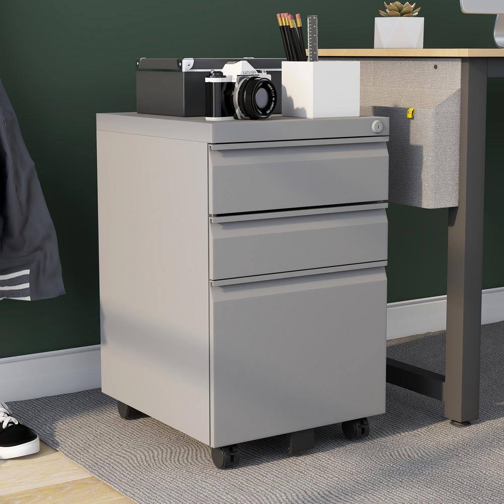 Furniture of America St Clare Silver Mobile File Cabinet with Locking Drawer