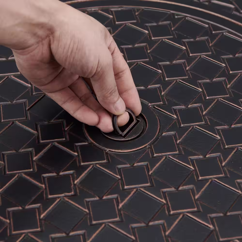 Fire Sense Woodberry 34 in. Round Aluminum 34 in. x 24.5 in. LPG Fire Pit Kit in Antique Bronze