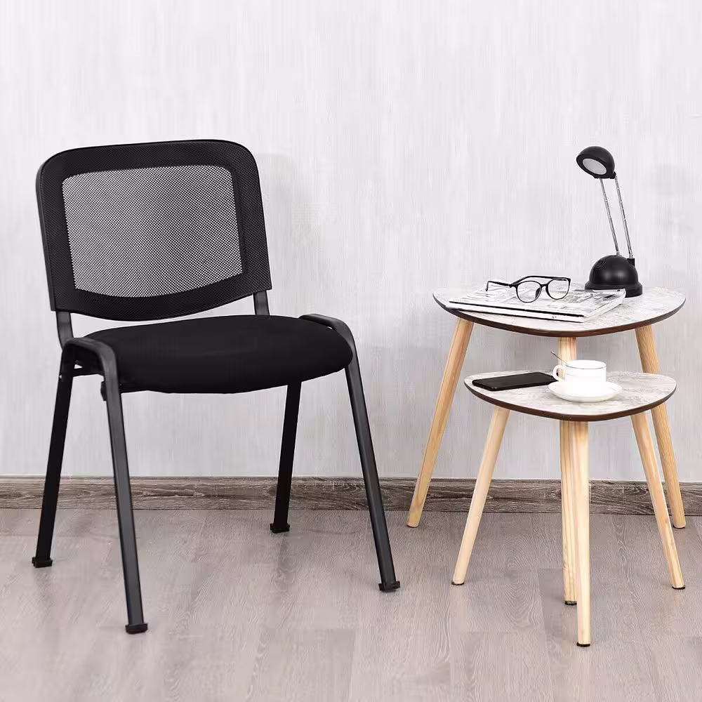 Boyel Living Conference Chairs Black Office Waiting Room Guest Reception Chairs with Mesh Back (Set of 5)