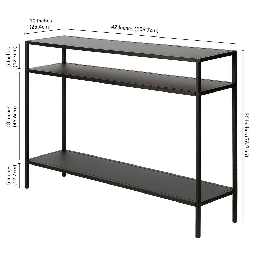 Meyer&Cross Ricardo 30 in. Blackened Bronze Console Table with Metal Shelves