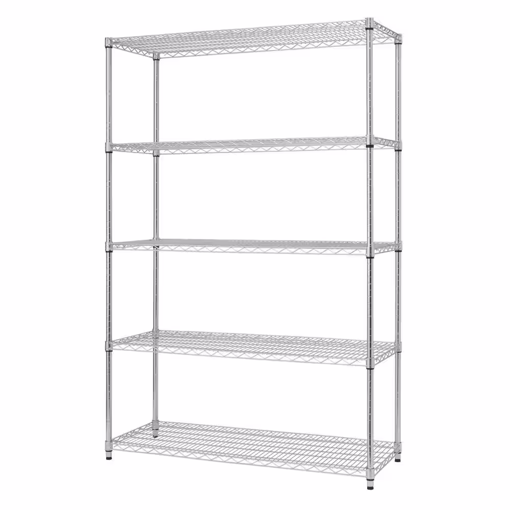TRINITY Chrome 5-Tier Steel Wire Shelving Unit (48 in. W x 72 in. H x 18 in. D)