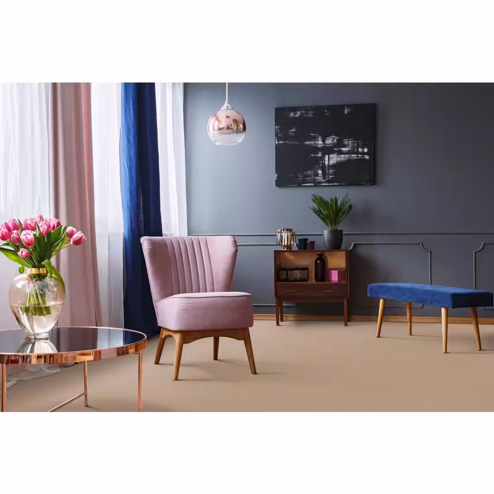 Home Decorators Collection Adalida - Seashell - Beige 40 oz. SD Polyester Pattern Installed Carpet