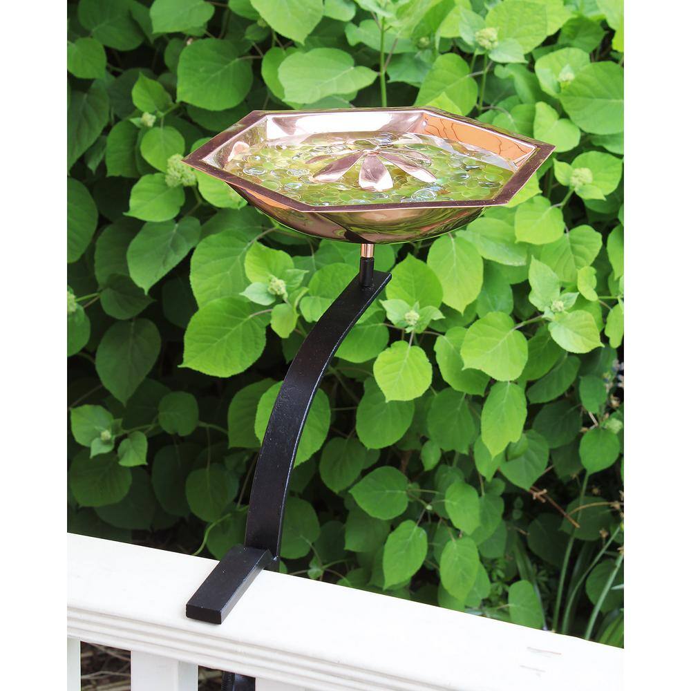Achla Designs 40 in. Tall Copper Plated Hexagonal Copper Bee Fountain and Birdbath with Stake