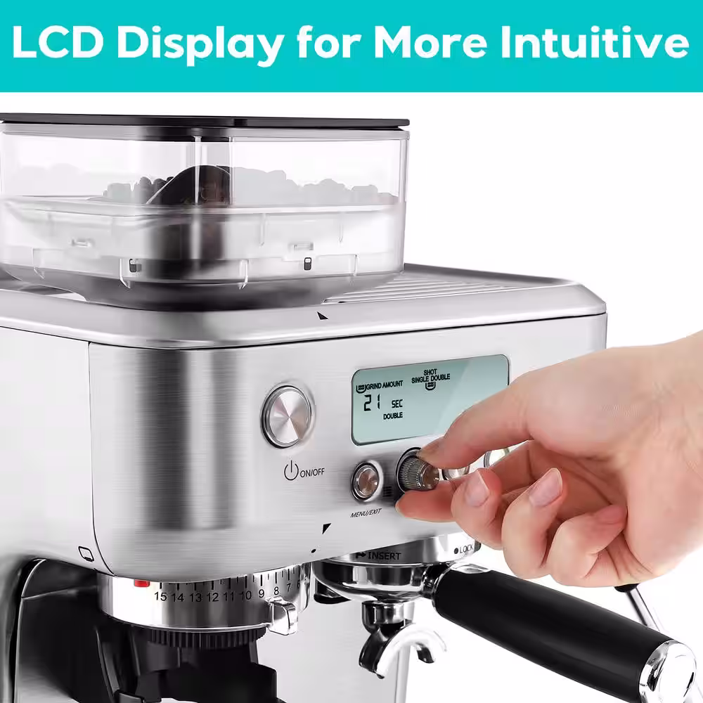 CASABREWS 5700-Pro 75-Cups Sliver Stainless Steel Espresso Machine with LCD Display and Milk Frother Steam Wand