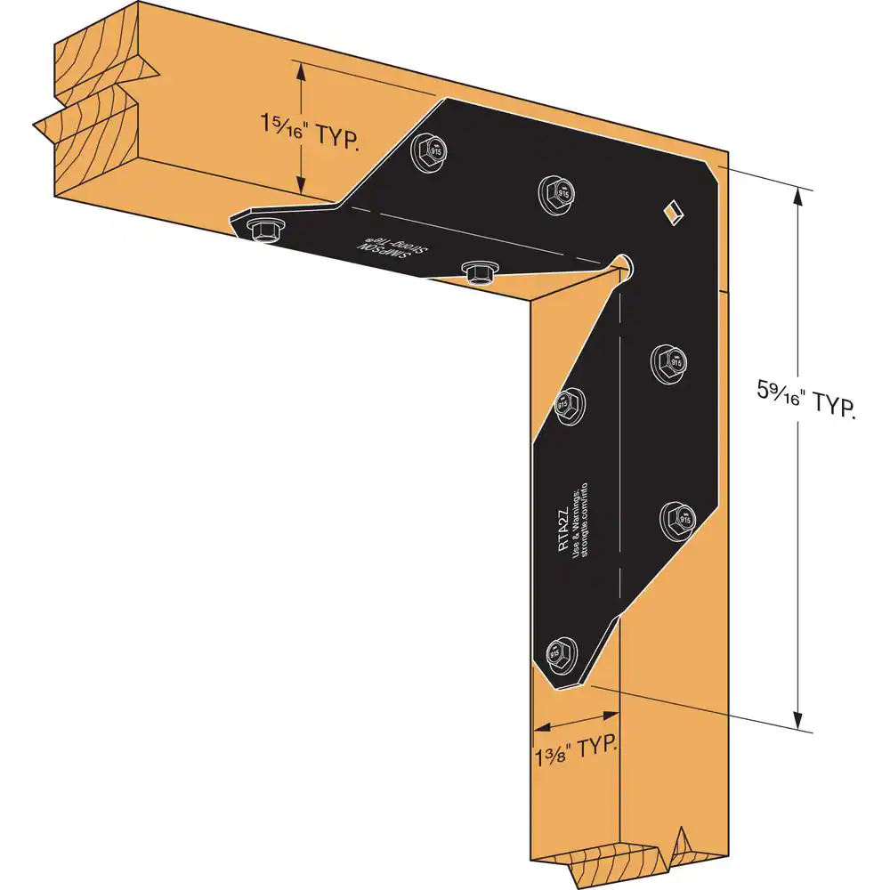 Simpson Strong-Tie Outdoor Accents ZMAX, Black Powder-Coated Rigid Tie Angle for 2 x 2 Joist/Post