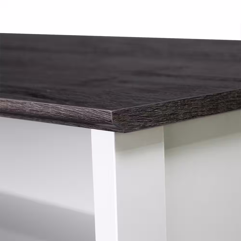 SAINT BIRCH Olivia 59 in. Gray Oak and White Wood 1-Drawer Writing Desk