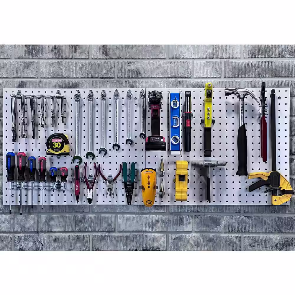 None 22 in. W x 18 in. H x 1/4 In. D Polypropylene Pegboards (2- Piece) White