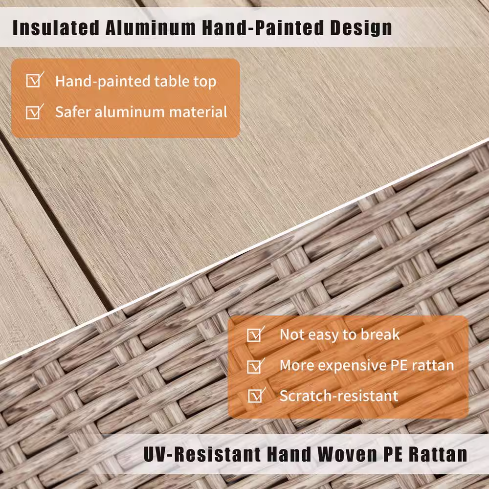 None 44 in. Gray Rectangle Propane Fire Picnic Tables, 50,000 BTU Auto-Ignition Gas Fire Table with Aluminum Hand-Painted