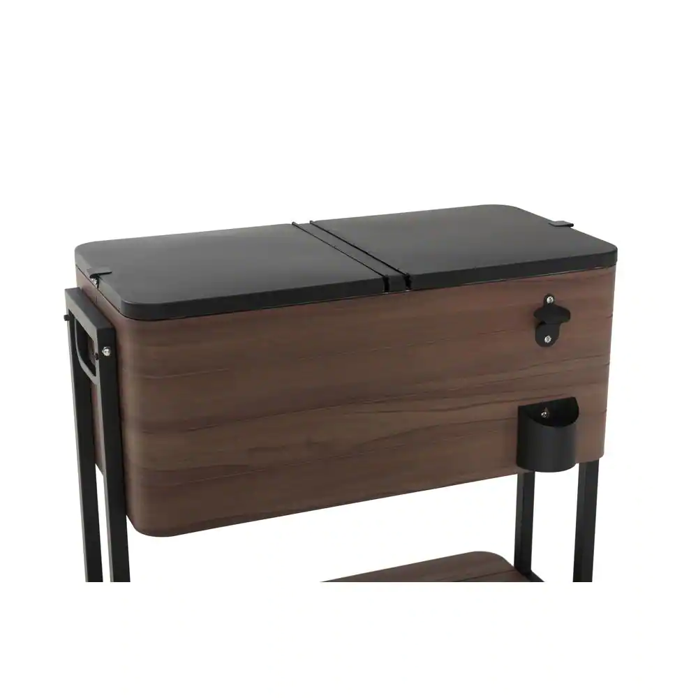StyleWell 80 Qt. Brown Woodgrain Cooler with Black