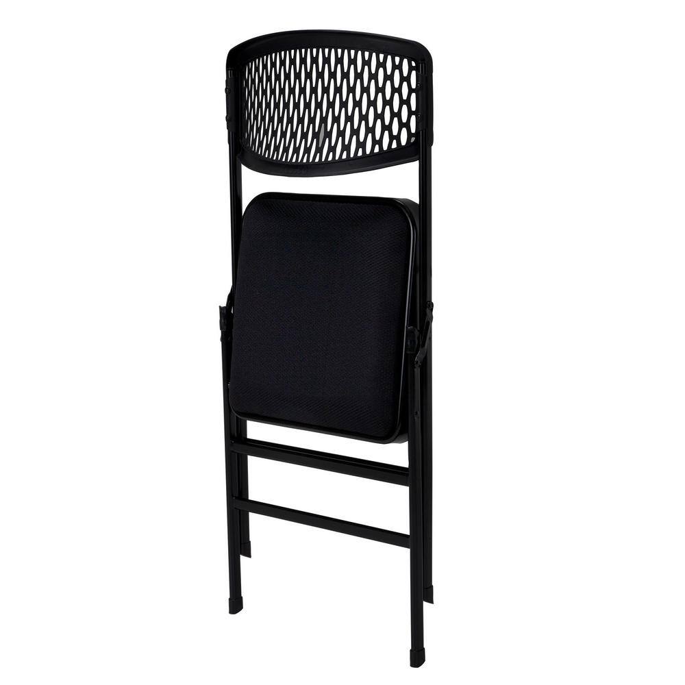 Cosco Black Fabric Padded Seat Folding Chair (Set of 4)