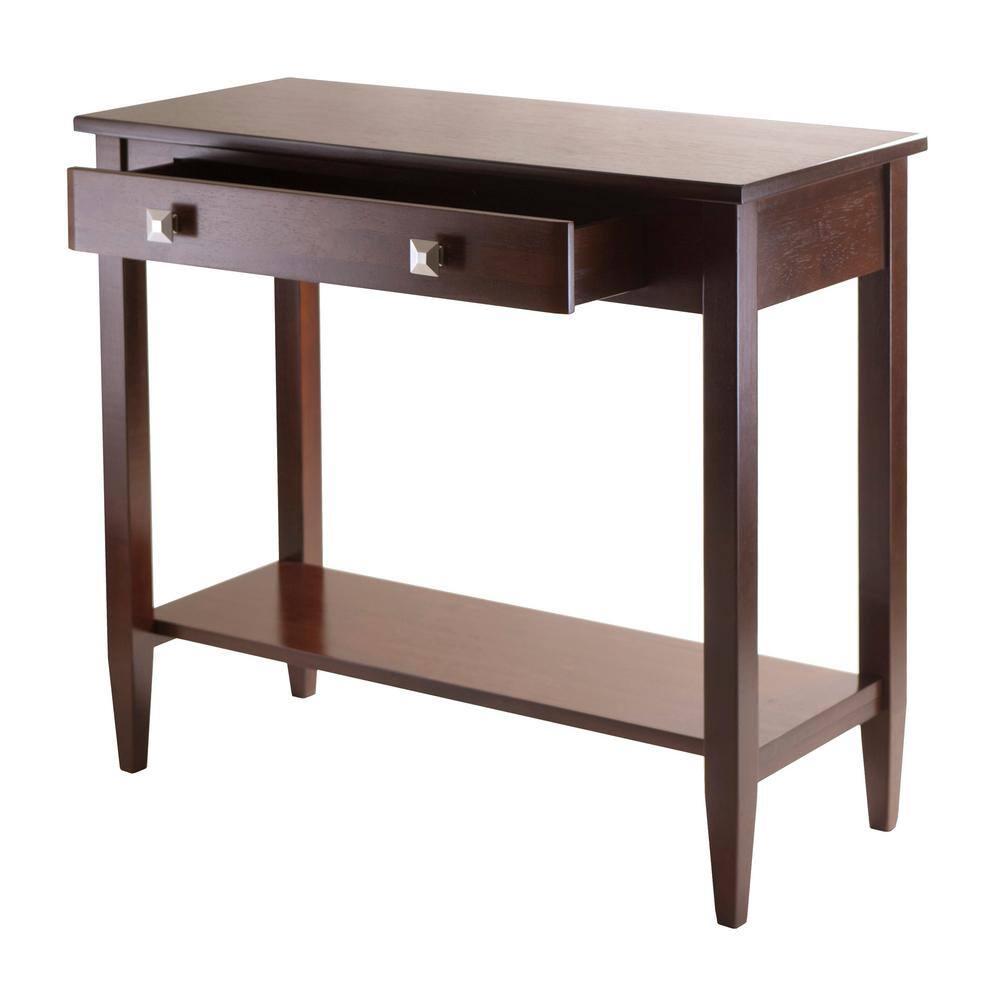 WINSOME WOOD Richmond 34 in. Walnut Rectangle Wood Console Table with Drawers