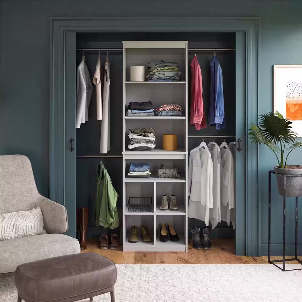 None 68.69 in.- 95.4 in. White Wall Mount Adjustable Closet System with 4 Clothing Rods