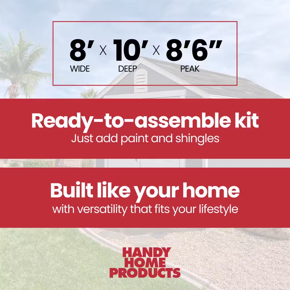 Handy Home Products Do-It Yourself Daytona 8 ft. x 10 ft. Severe Weather Rated Wood Storage Shed with Steel Storm Doors (80 sq. ft.)