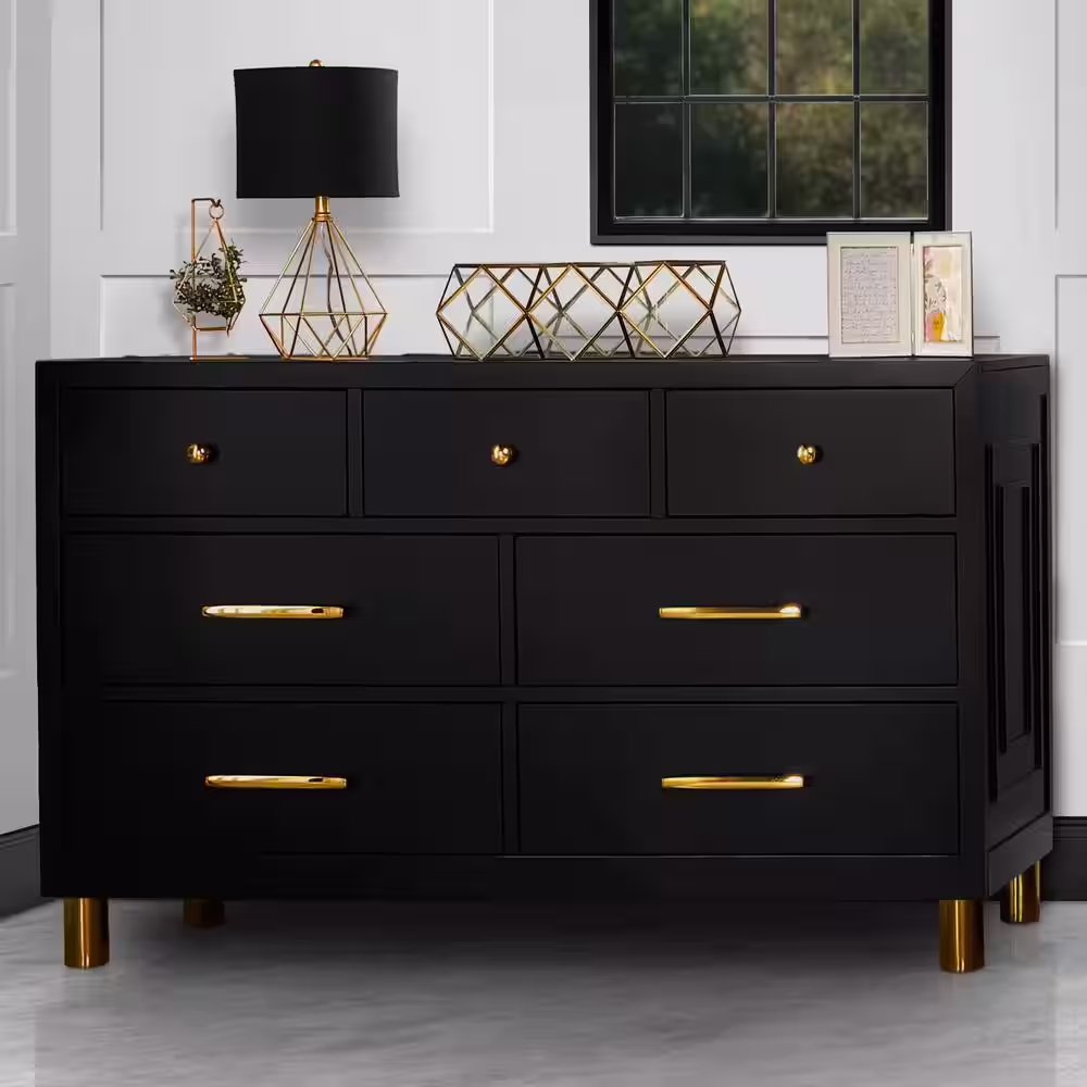 Evolur Loft Art Deco Black Double Dresser