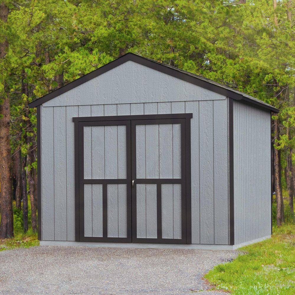 Handy Home Products Professionally Installed All Weather High Wind 145 12 ft. W x 12 ft. Wood Shed with Autumn Brown Shingles (144 sq. ft.)