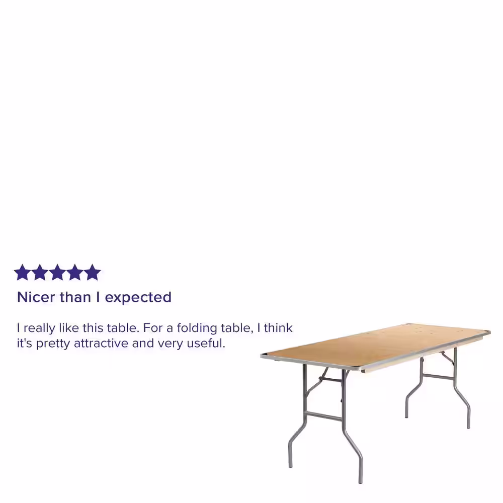 None 72 in. Natural Wood Tabletop Metal Frame Folding Table