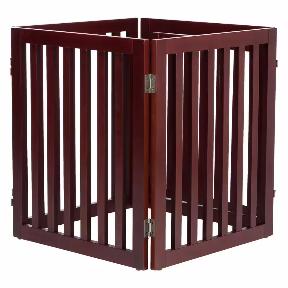 TRIXIE Brown Pet Gate Wooden 4-Panel Configurable Pet Gate