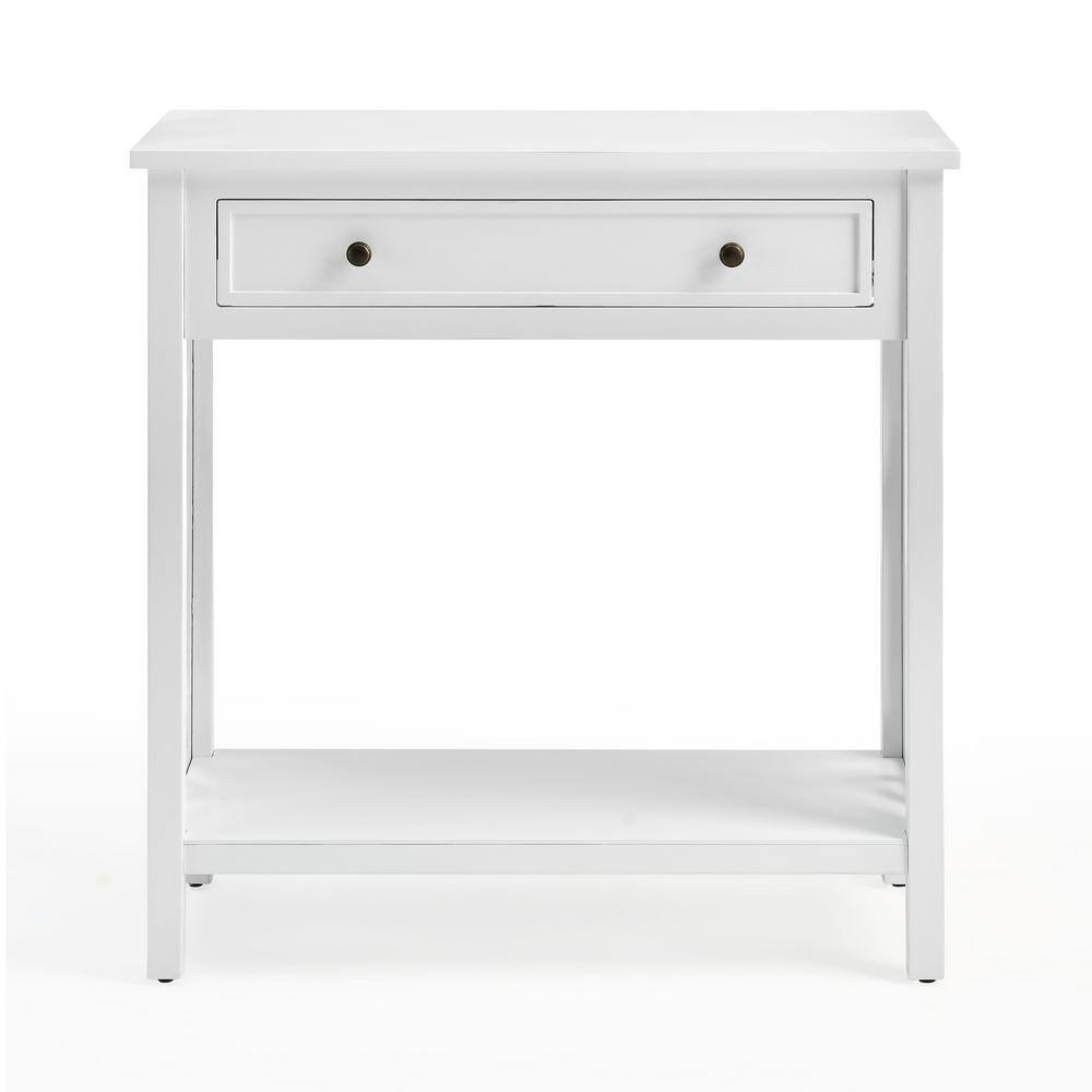 Alaterre Furniture Coventry 32 in. White Standard Rectangle Wood Console Table with Drawer