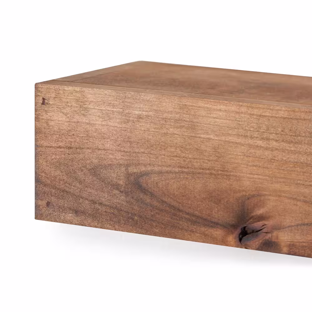 None 6.25 in. x 24 in. x 4 in. Walnut Solid Wood Floating Decorative Wall-Shelf with Brackets