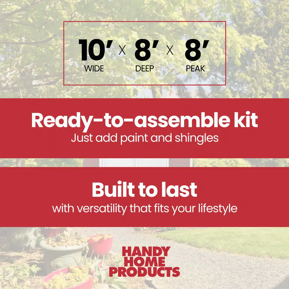 Handy Home Products Cumberland Do-It-Yourself 10 ft. x 8 ft. Outdoor Wood Shed Kit w/ Smartside siding and treated Floor Frame (80 sq. ft.)