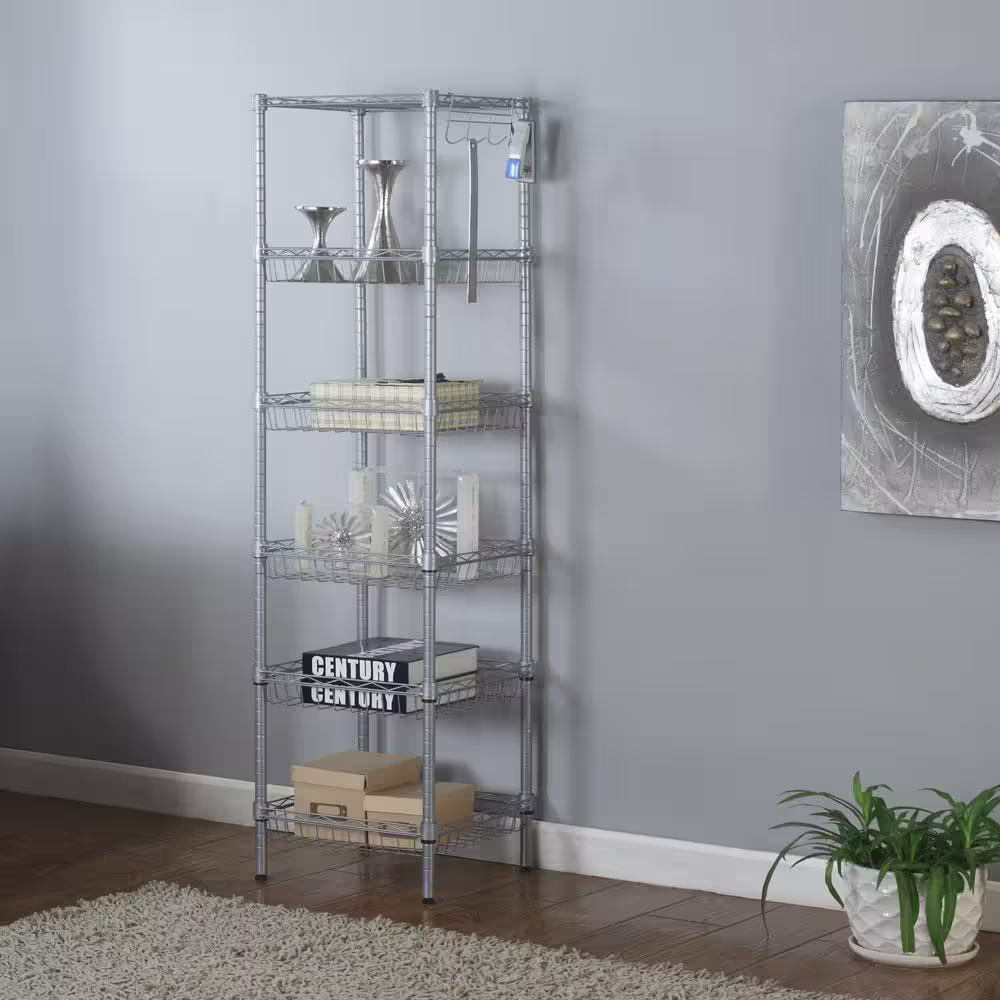 None Modern Silver Wire Shelf (13.39 in. W x 13.39 in. D)