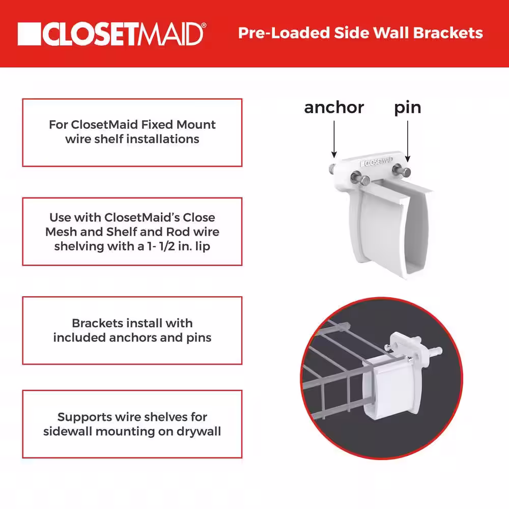ClosetMaid ProPack Pre-Loaded Side Wall Brackets (48-Piece)