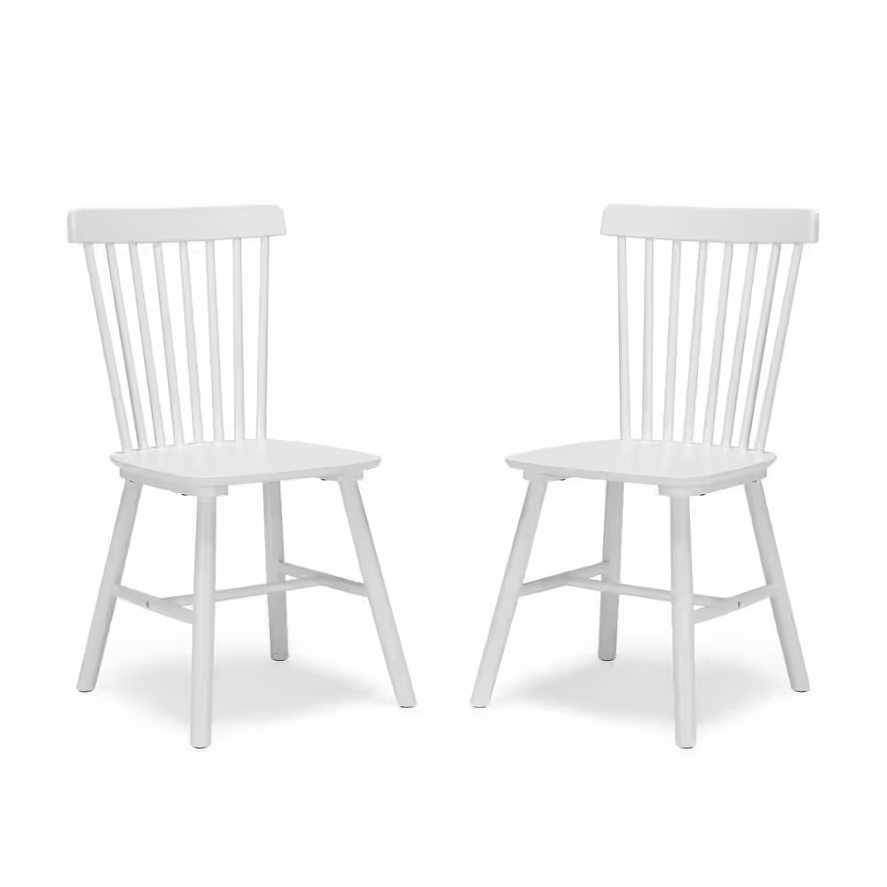 None Windsor White Solid Wood Dining Chairs for Kitchen and Dining Room (Set of 4)