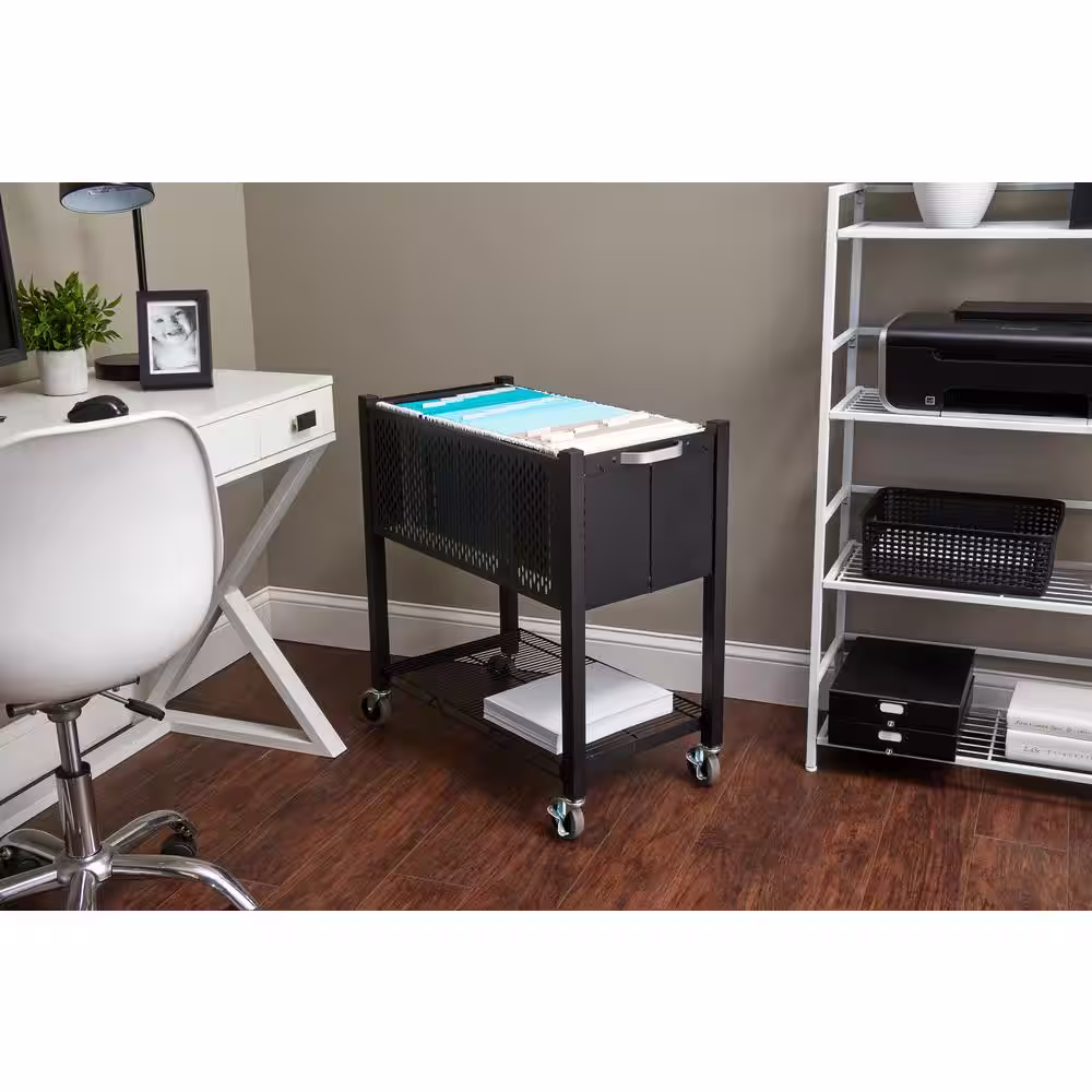 None Steel Open Top File Cart in Black