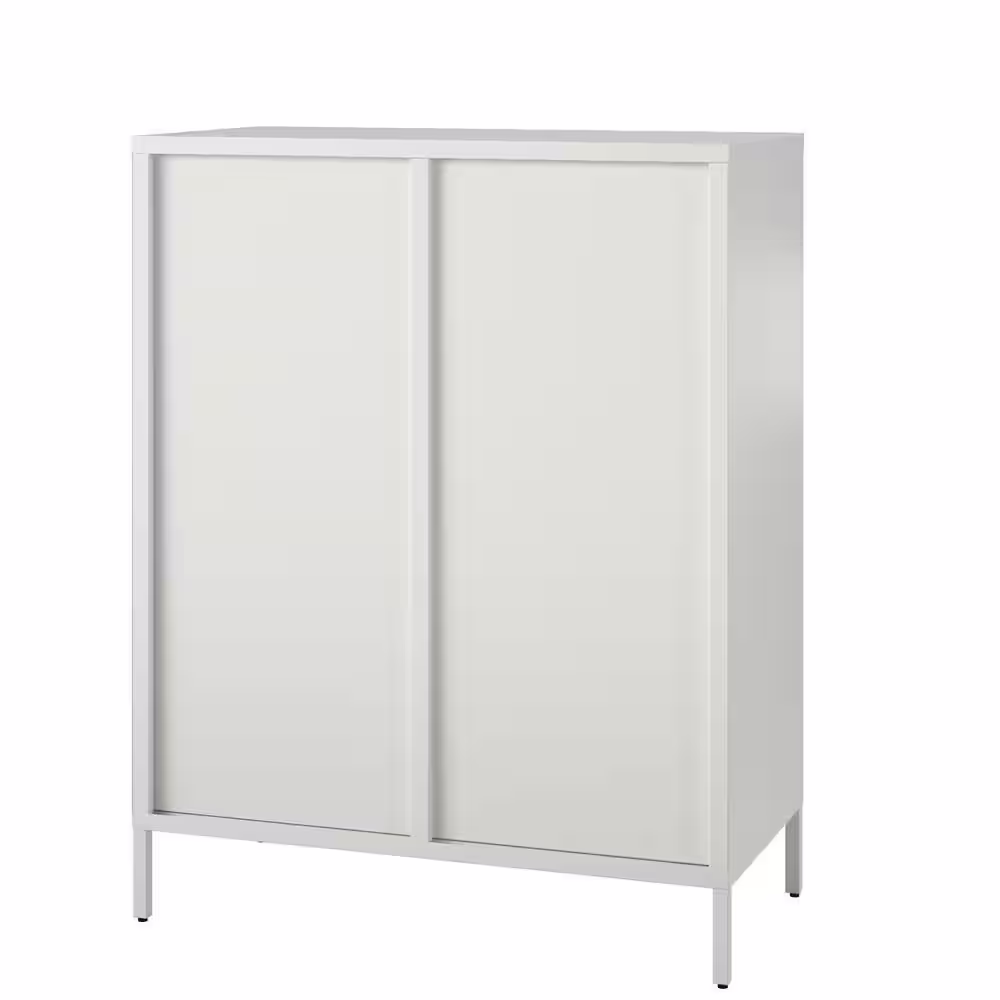 None Ashbury 31.5 in. W Adjustable Wood Closet System with Glass Metal Locker, White