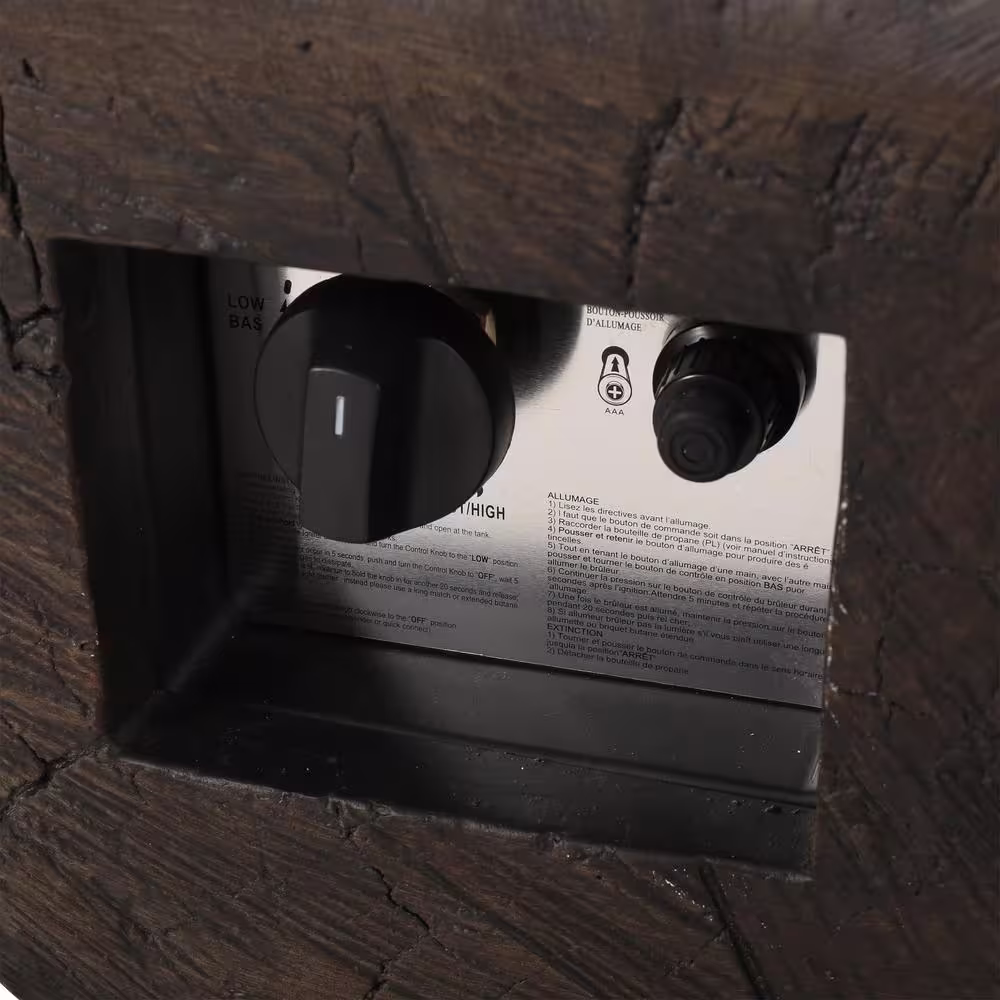 Noble House Barnes Brown Wood Stone Fire Pit (No Tank Holder)