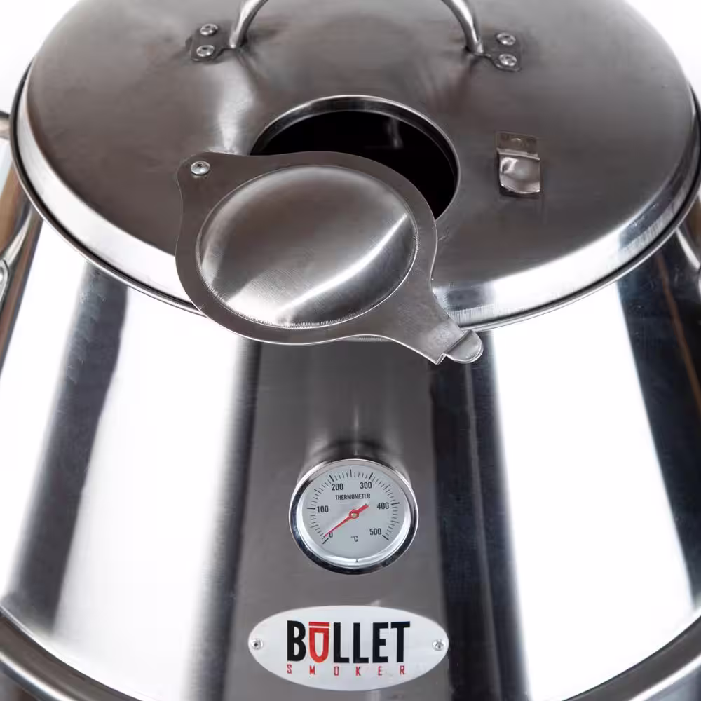 Orion Cooker The Bullet 566 sq. in. Outdoor Convection Charcoal Barbecue Smoker in Stainless Steel with 2 Grates and 10 Meat Hangers