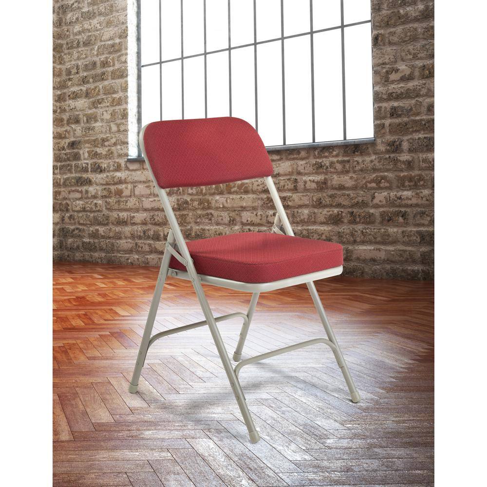 National Public Seating Burgundy Fabric Padded Seat Folding Chair (Set of 2)