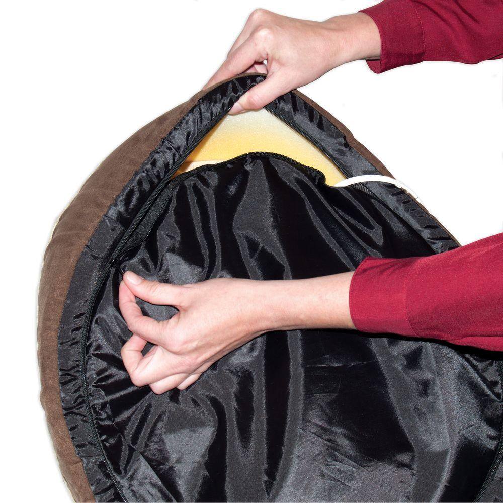 None Thermo-Kitty Deluxe Large Tan Leopard Hooded Heated Cat Bed