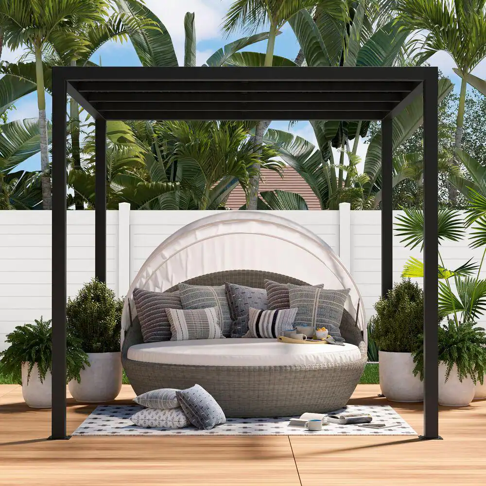 Barrette Outdoor Living 8 ft. x 8 ft. Matte Black Aluminum Pergola