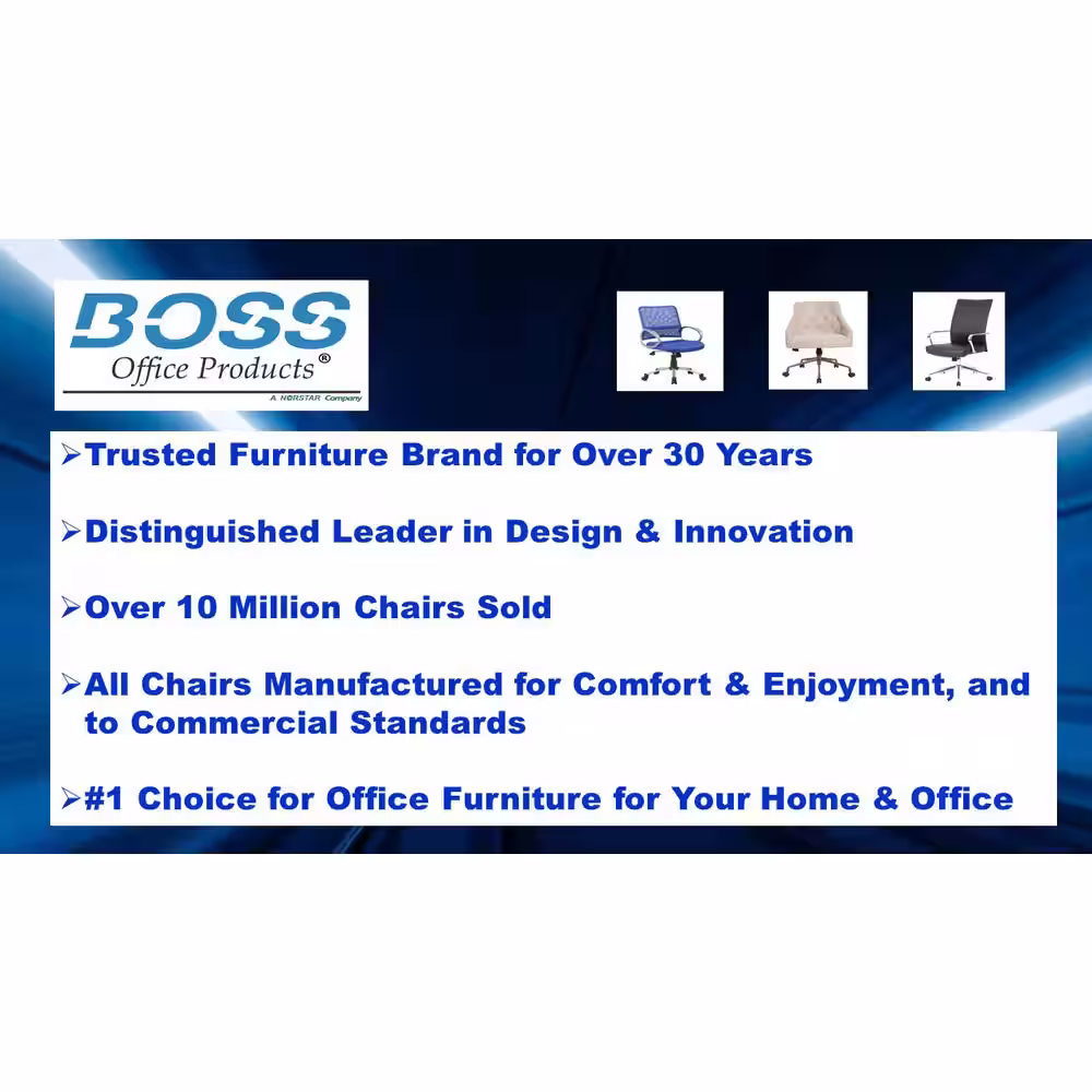 BOSS Office Products Black Executive Mesh Back Desk Chair Adj Arms