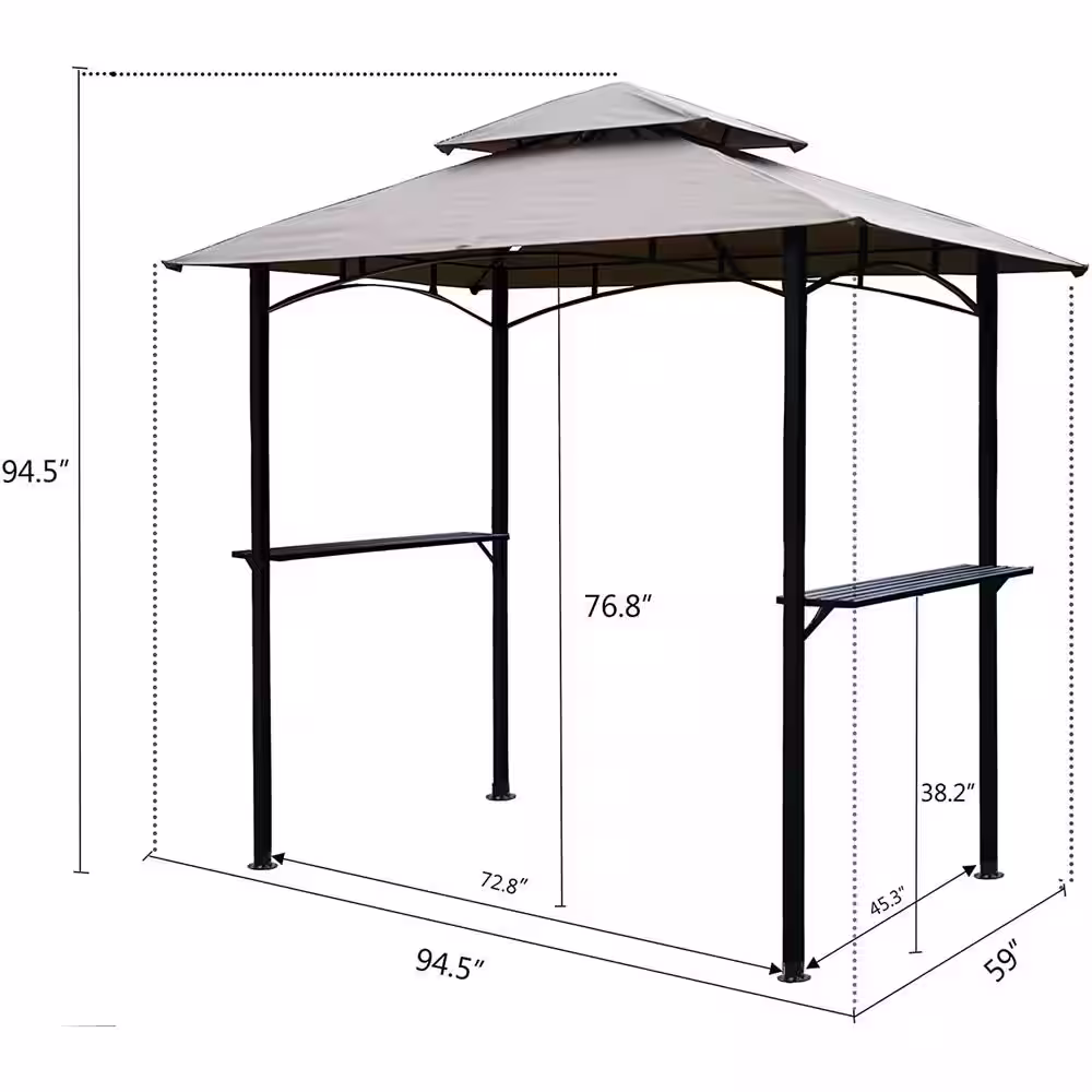 KOZYARD Andra 8 ft. x 5 ft. Beige Soft Top Barbecue (BBQ) Grill Canopy (Tent) with 4-Pieces Magnetic Detachable LED Light