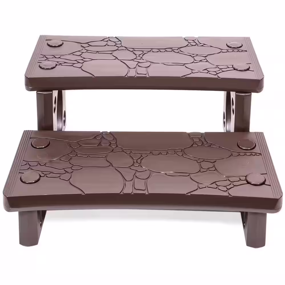 XtremepowerUS 2-Step Spa Hot Tub and Pool Step Deck in Mocha
